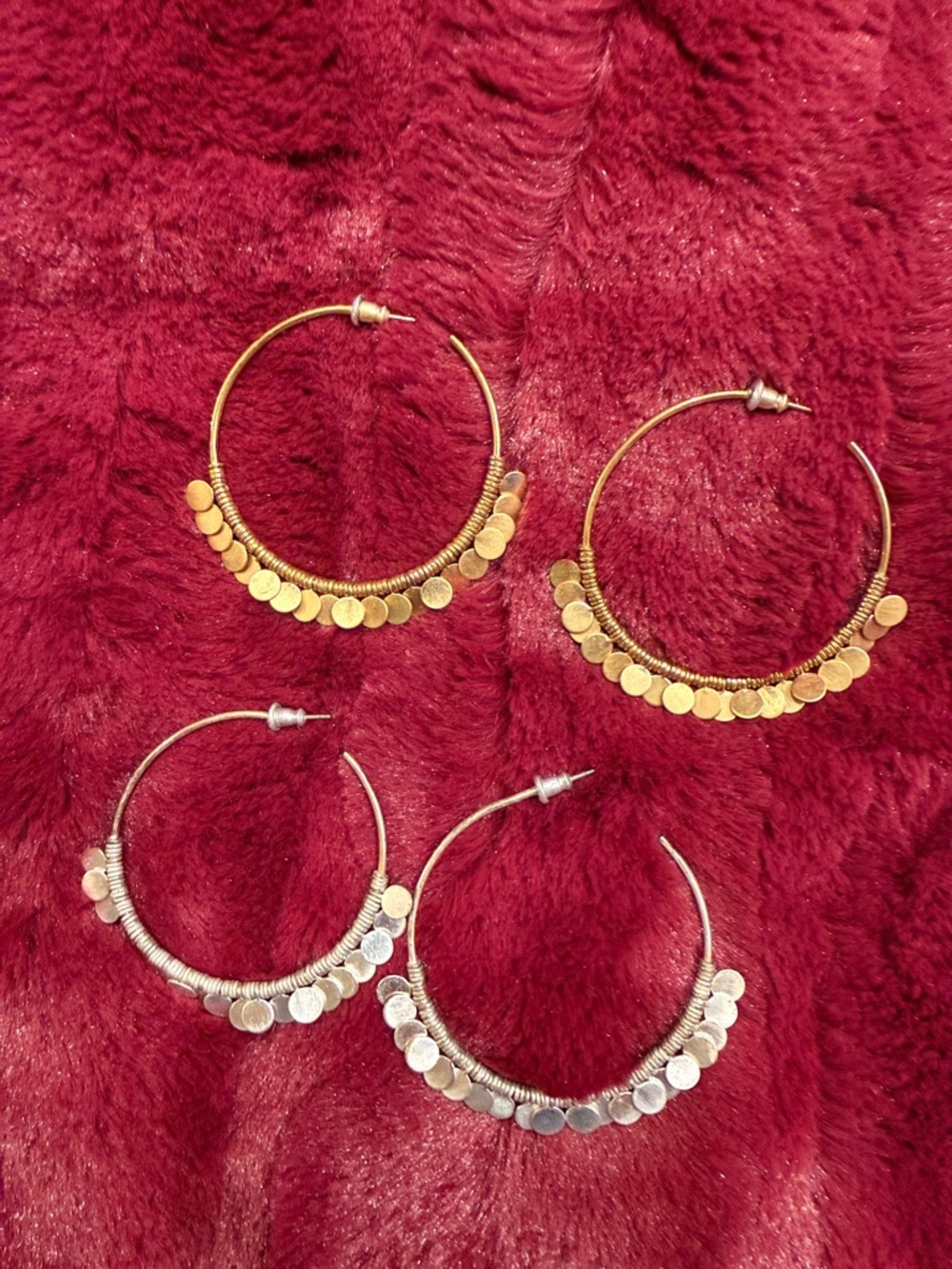 Gold or Silver Coin Hoop bohemian Earrings - Women Jewelry